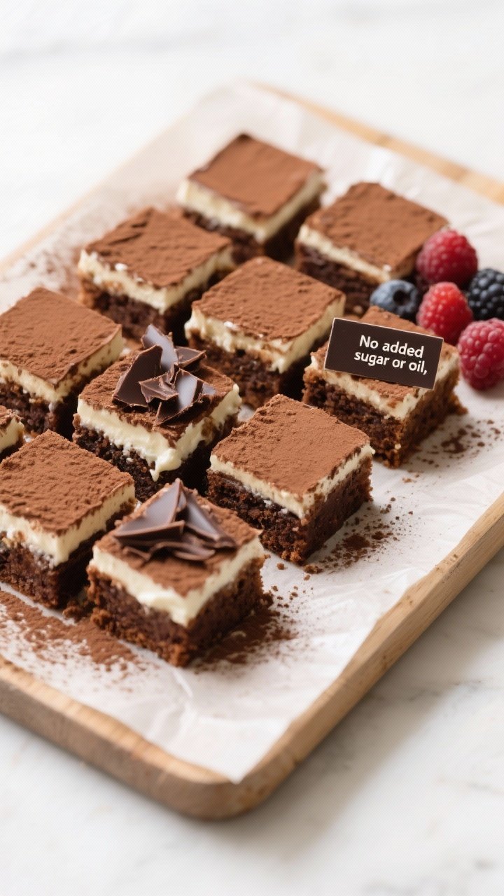 Final presentation, top-down: neatly cut cake squares arranged on a parchment-lined board, lightly d