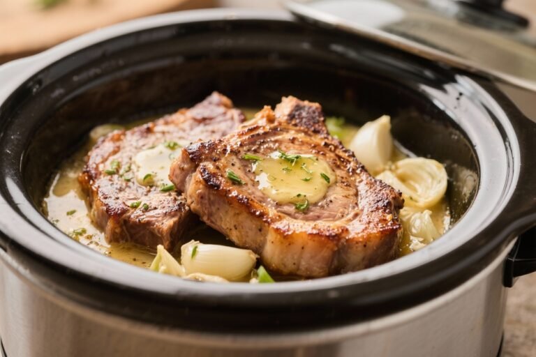Keto Crockpot Pork Chops with Garlic Butter Sauce – Easy, Tender, and Flavor-Packed