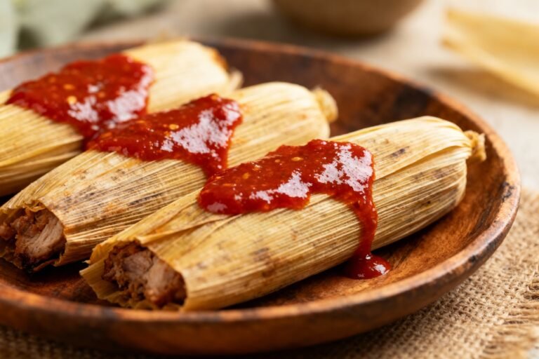 Pork Tamales in Rich Red Chile Sauce