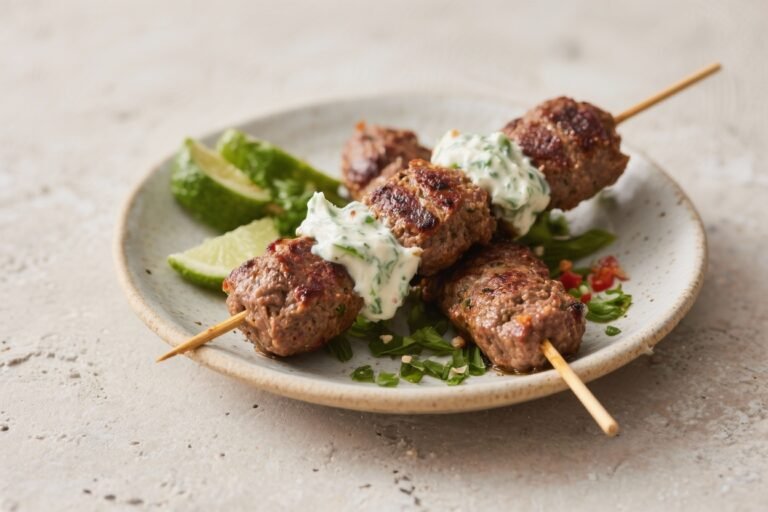 Easy Beef Kofta Kebabs Recipe | Juicy Middle Eastern Kebabs with Tzatziki – Flavorful, Fast, and Fresh