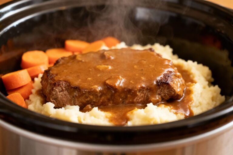 Quick Crock Pot Cube Steak Dinner Recipe