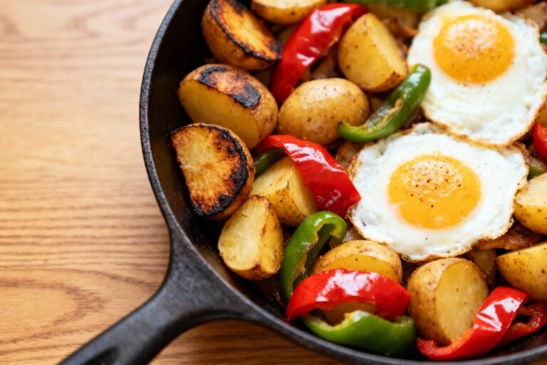 One-Pan Breakfast Hash with Potatoes & Eggs