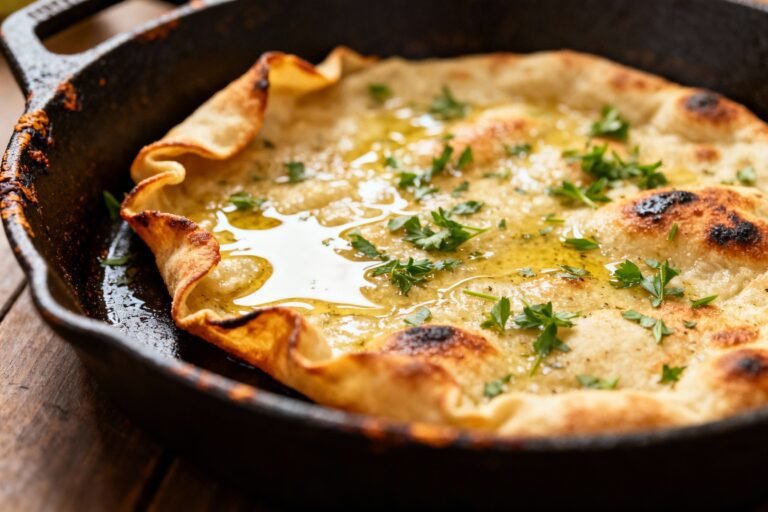 Easy Garlic Flatbread Recipe | No-Knead Liquid Batter Flatbread