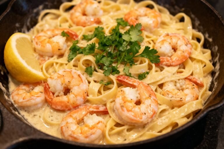 Garlic Butter Shrimp Alfredo Recipe | Easy Creamy Weeknight Pasta Dinner