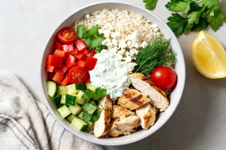 Healthy Greek Chicken Tzatziki Bowls | Easy Mediterranean Clean Eating Recipe
