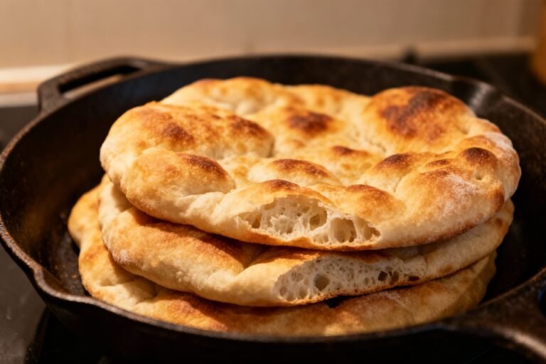 Soft Sourdough Flatbread Recipe | Puffy Homemade Naan-Style Bread