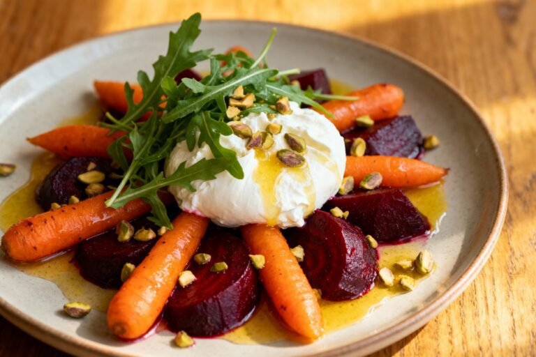 Roasted Beet and Carrot Salad with Burrata Cheese