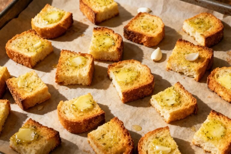 Crunchy Garlic Butter Croutons Recipe | Easy Homemade Salad Topping