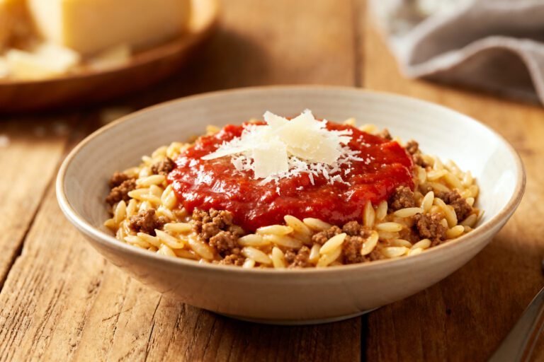 Creamy Ground Beef Orzo Recipe | One Pot Tomato Dinner Idea