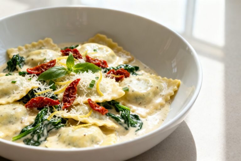 Creamy Tuscan Ravioli Recipe | Easy Pasta Dinner for Busy Nights
