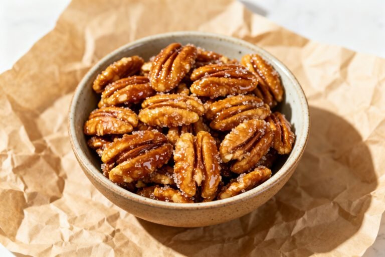 Easy Candied Pecans Recipe | Sweet Buttery Glazed Pecan Snack