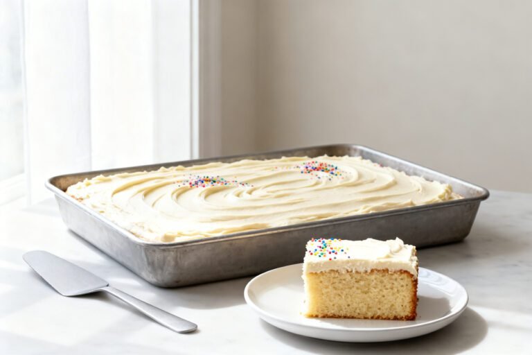 Easy Vanilla Sheet Cake Recipe | Soft Homemade Birthday Cake for Parties