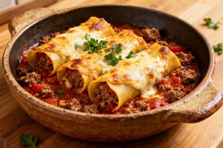 Easy Stuffed Manicotti with Meat Sauce | Comfort Food Dinner Recipe