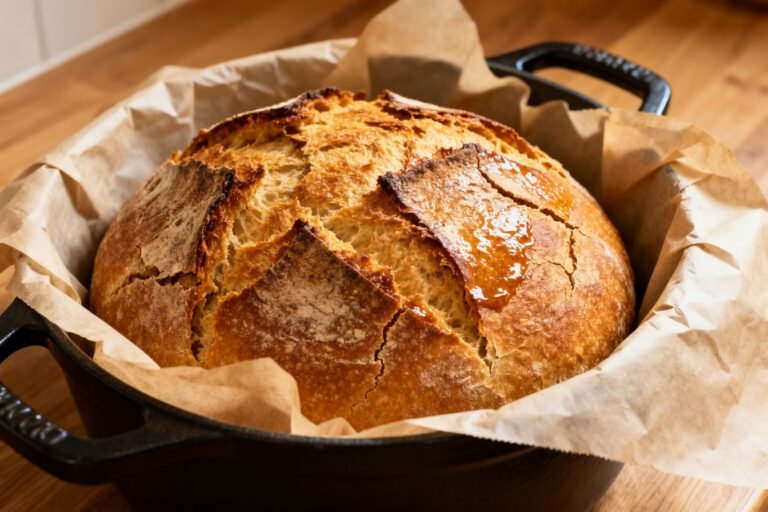 5-Ingredient Dutch Oven Bread | Easy Homemade Crusty Artisan Loaf