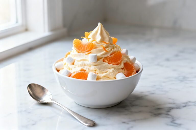 Orange Fluff Jello Dessert Recipe | Creamy Cool Whip Fruit Salad