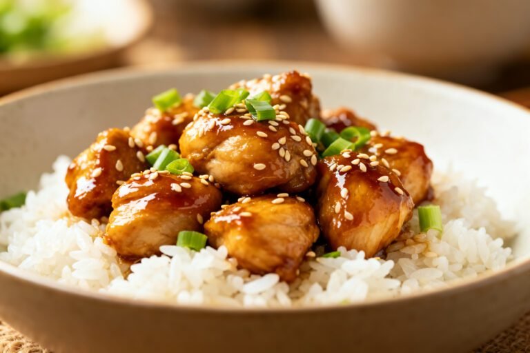 Honey Garlic Chicken Recipe | Easy Sweet Savory Chicken Dinner with Rice