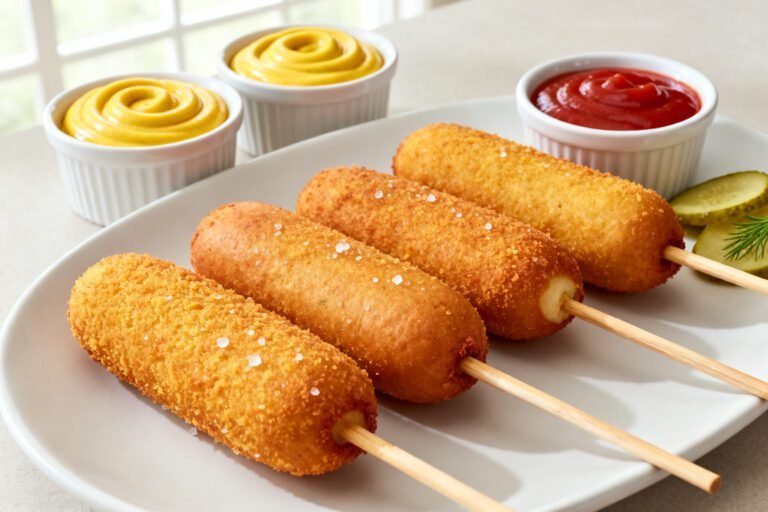 Easy Homemade Corn Dogs Recipe | Crispy Cornmeal Batter Fair Food