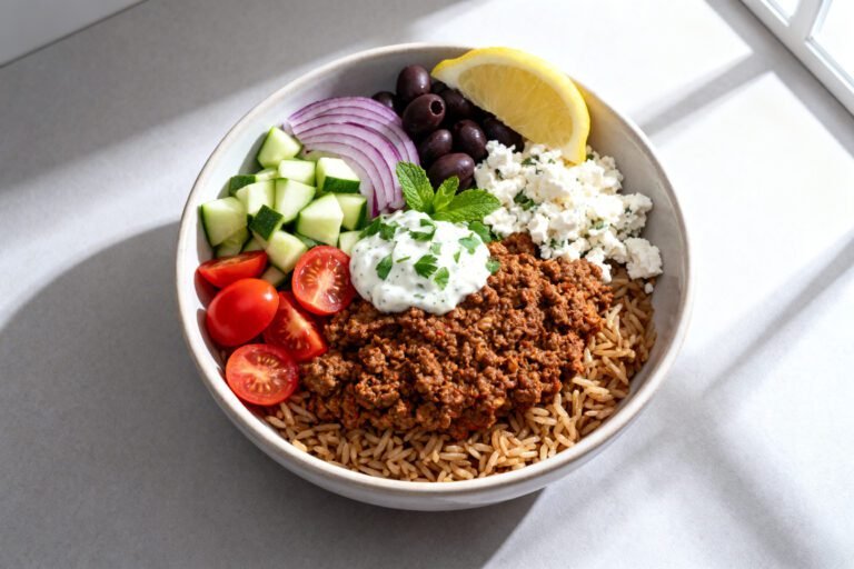 Healthy Mediterranean Ground Beef Bowl Recipe | Easy Protein Meal