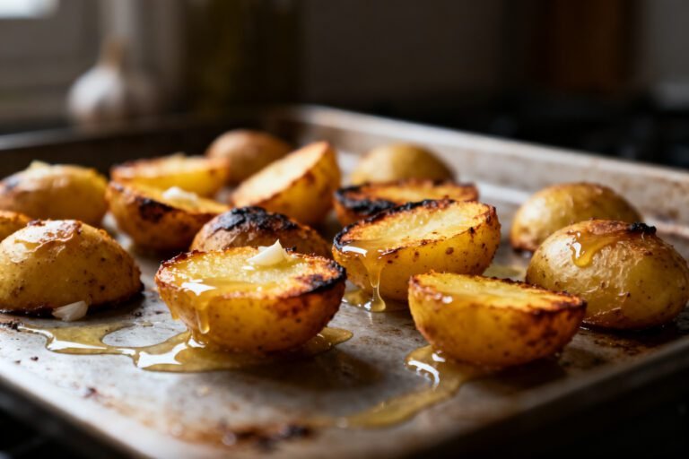 Garlic Butter Potatoes Recipe | Crispy Oven Roasted Golden Potatoes