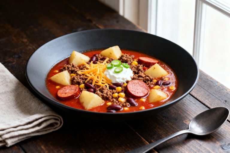 Easy Cowboy Stew Recipe | Hearty Ground Beef and Sausage Dinner