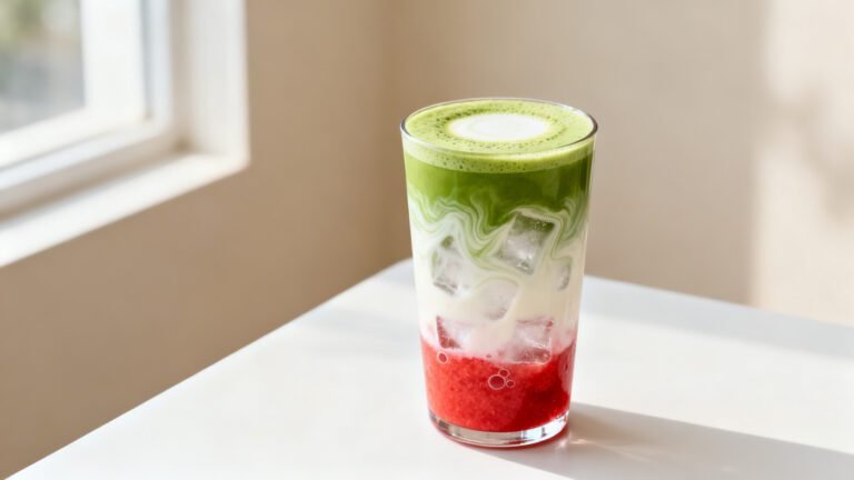Strawberry Matcha Latte with Oat Milk | Easy Refreshing Drink