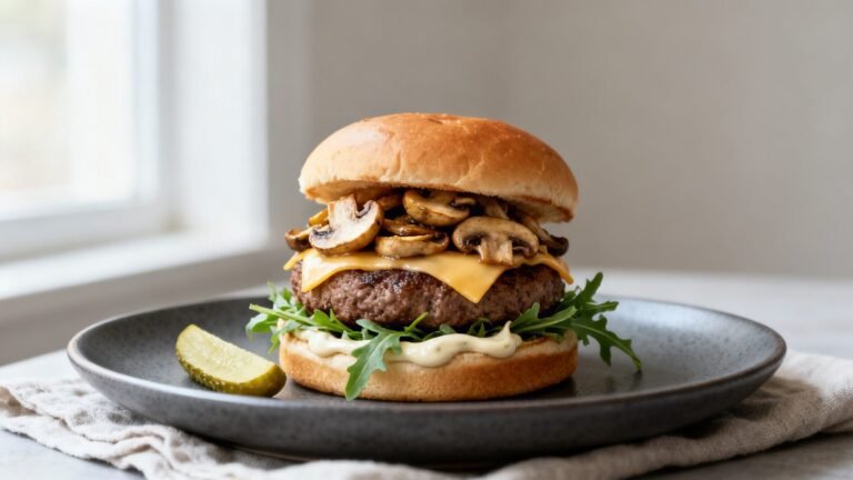 Juicy Mushroom And Swiss Burgers | Gourmet Burger Recipe with Sauteed Mushrooms