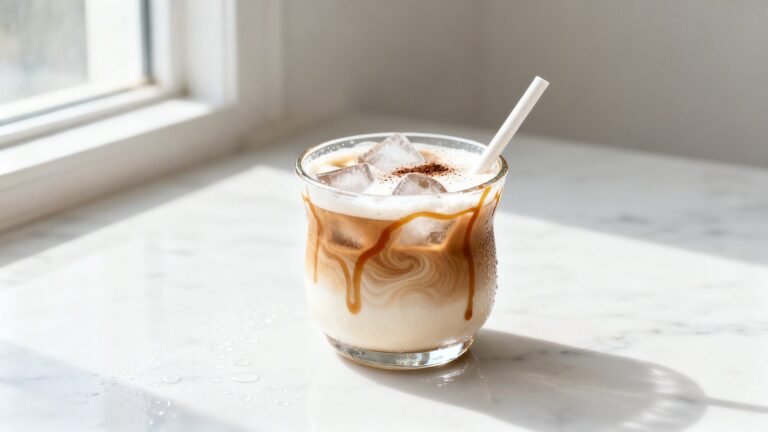 Simple Iced Latte Recipe | Soft Flavored Coffee in a Cute Glass Cup