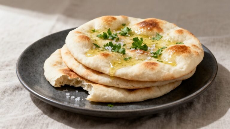 Soft Garlic Flatbread Recipe | Fluffy Healthy Bread for Dipping