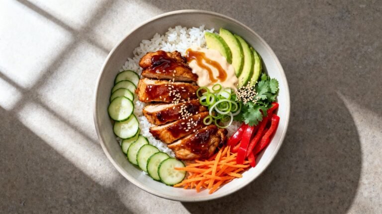 Hot Honey Chicken Bowl Recipe | Sweet Spicy Chicken Rice Bowl