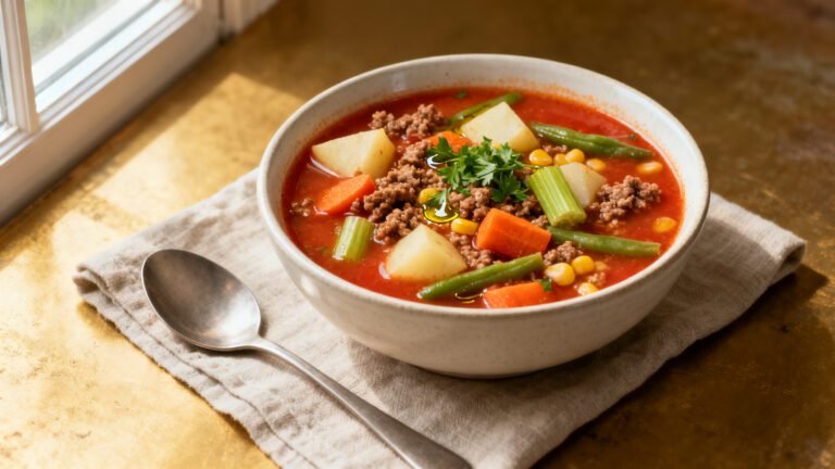 Easy Vegetable Beef Soup Recipe | Hearty Homemade Hamburger Soup