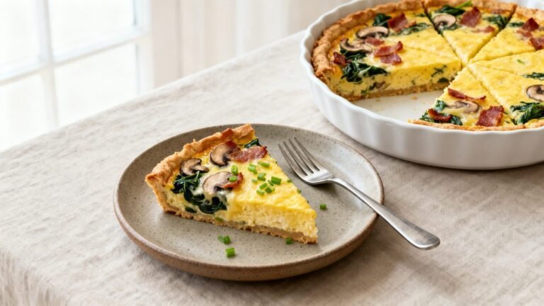 Easy Crustless Quiche Recipe | Bacon and Egg Low Carb Brunch
