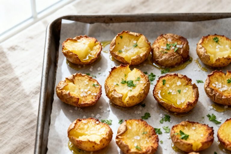 Crispy Smashed Potatoes Recipe | Easy Oven Roasted Potato Side Dish