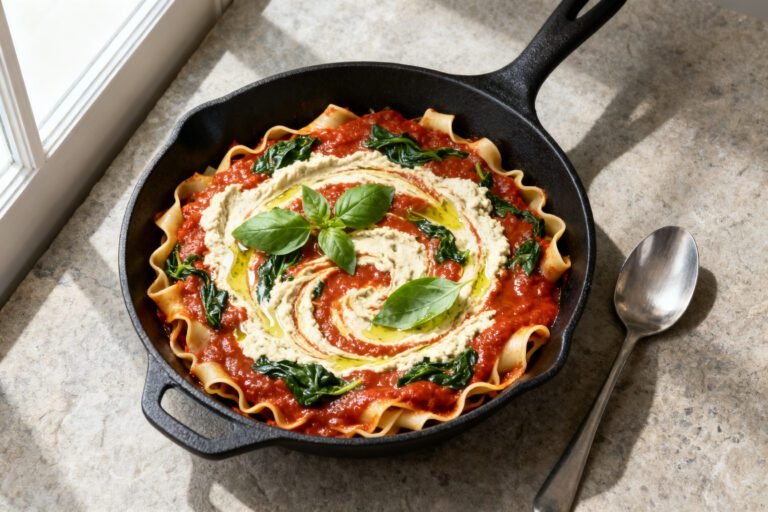 Vegan Skillet Lasagna Recipe | Easy Creamy Dairy Free Dinner