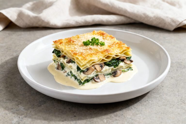 The Best Creamy Spinach Mushroom Lasagna | Easy Vegetarian Dinner