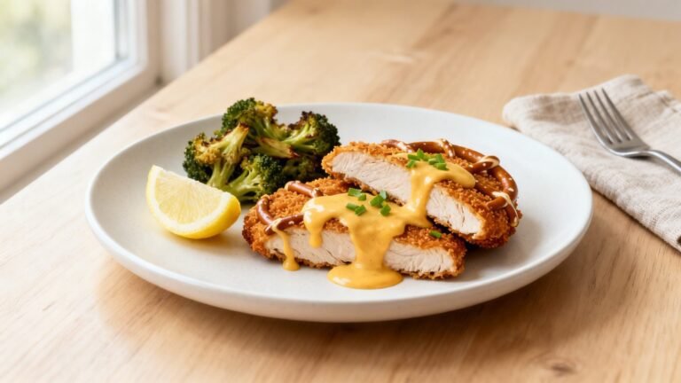 Pretzel Chicken with Mustard Cheddar Sauce | Crispy Chicken Dinner