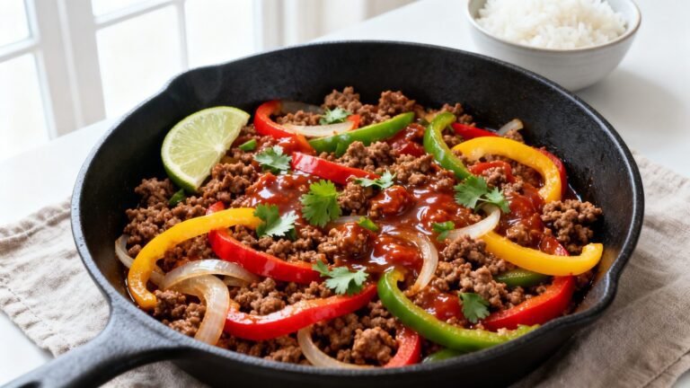 Ground Beef and Peppers Skillet | One Pan Beef and Vegetable Meal