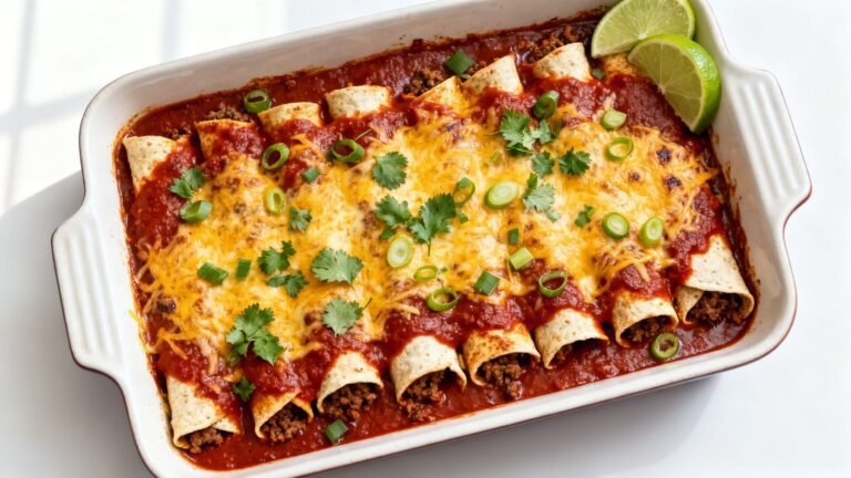 Easy Beef Enchiladas Recipe | Cheesy Ground Beef with Red Sauce
