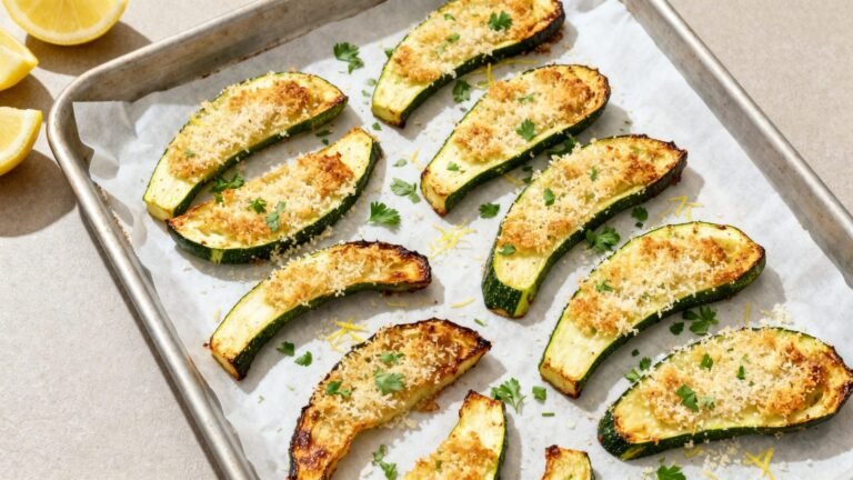 Garlic Parmesan Roasted Zucchini | Savory Baked Vegetable Side