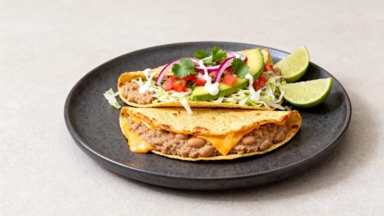 Easy Refried Bean Tacos | Cheesy Spicy Mexican Tacos Recipe