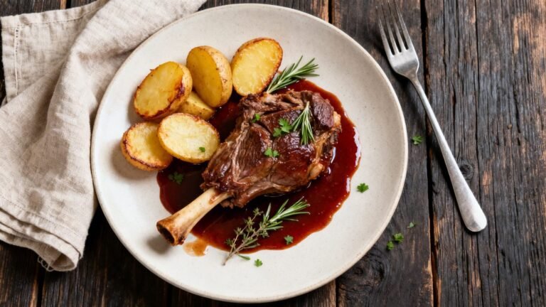 Tender Lamb Shank with Roasted Potatoes | Cozy Oven Dinner Recipe