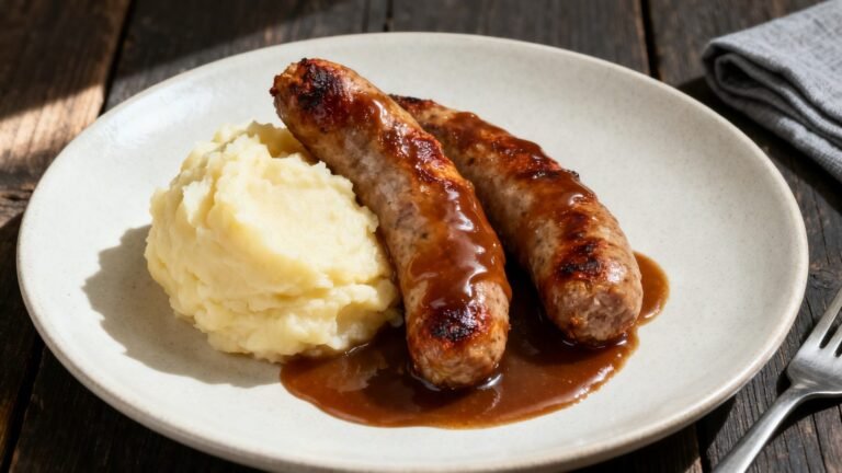 Comforting Bangers and Mash Recipe | British Pub Dinner with Gravy