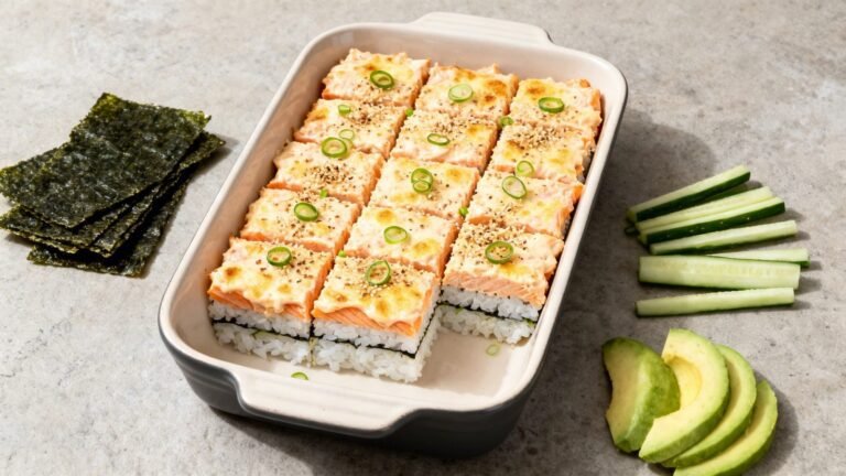 Easy Salmon Sushi Bake Recipe | Creamy Family Fish Dinner